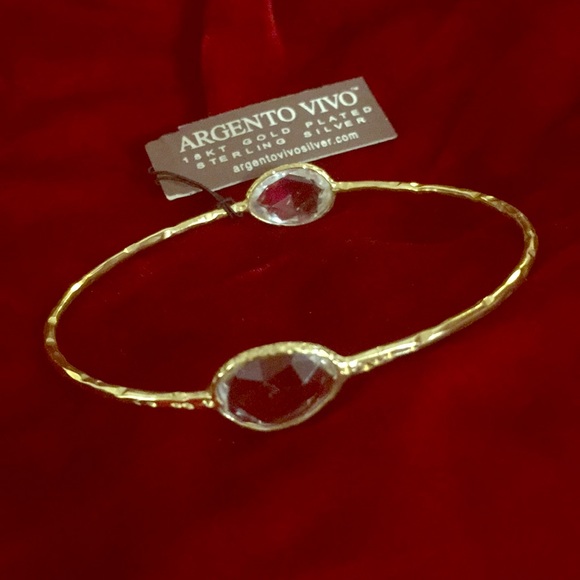 Argento Vivo Jewelry - Argento Vivo Crystal Station Bangle Bracelet